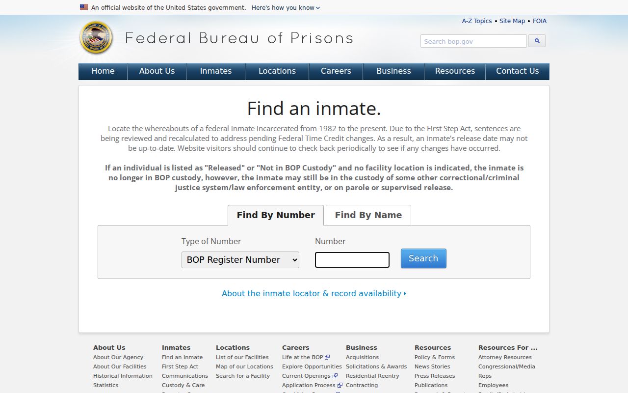 Mililani Mauka resident lookup using the federal inmate locator